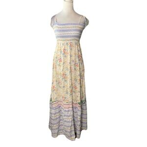 NWT Maaji Small Multicolor Floral Smocked Top Tie Strap Summer Maxi Dress